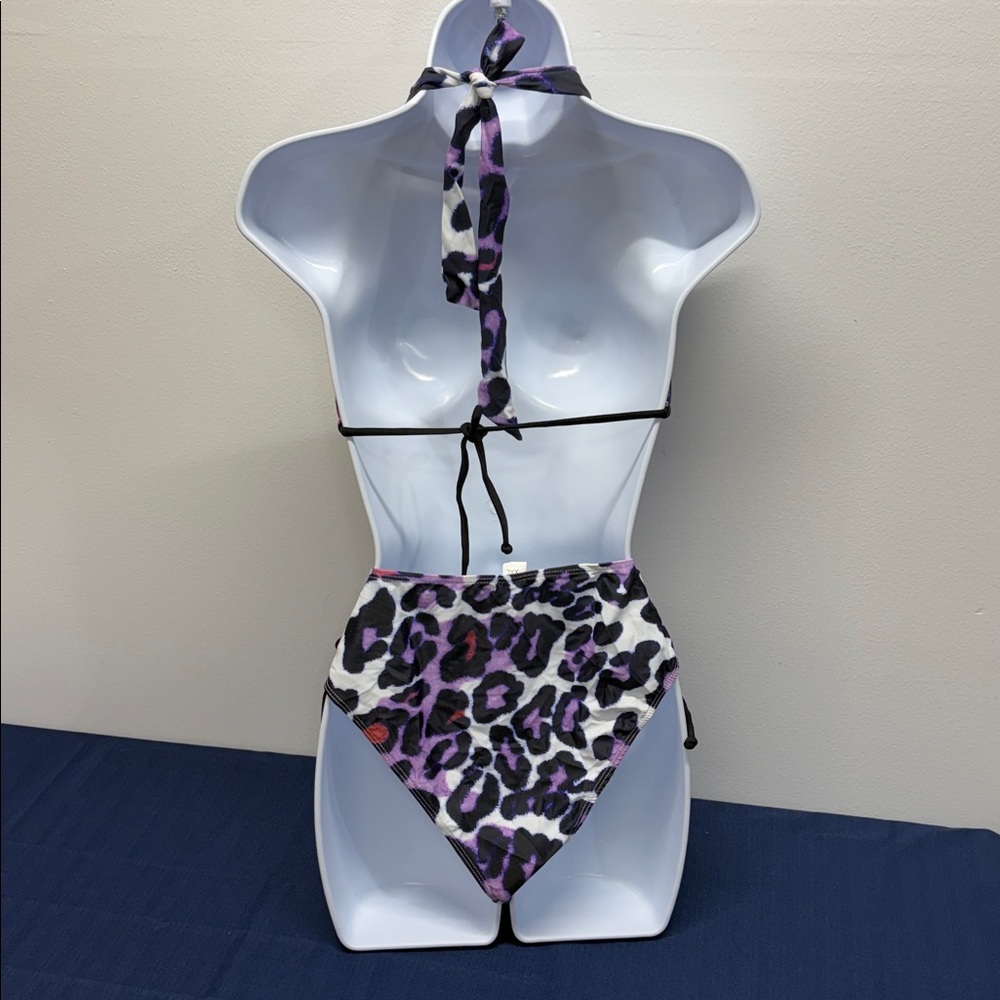 NEW Leopard Print Halter Bikini Set 2-piece swimsuit size XX-Large (2XL)tie side - Picture 3 of 10